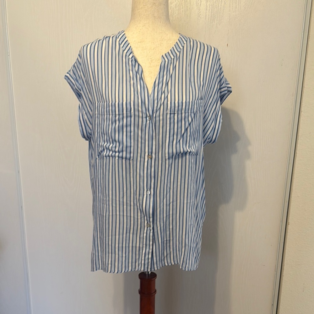 Rails Blue and White Mel Shirt Short Sleeve Button Down Shirt